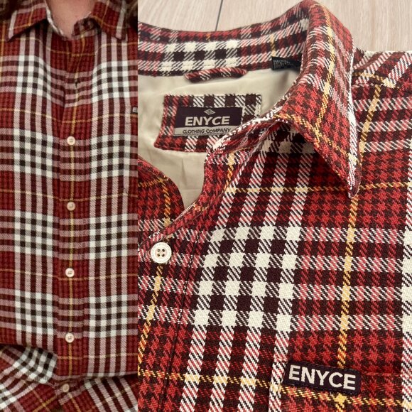 ENYCE Men's Baggy Button Down Shirt Brown Houndstooth XL/Late 90s Y2K Streetwear - Picture 1 of 16